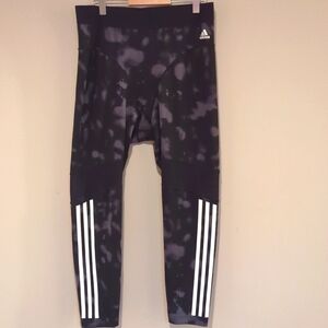 Brand new marbled Adidas Large spandex performance leggings mesh detail